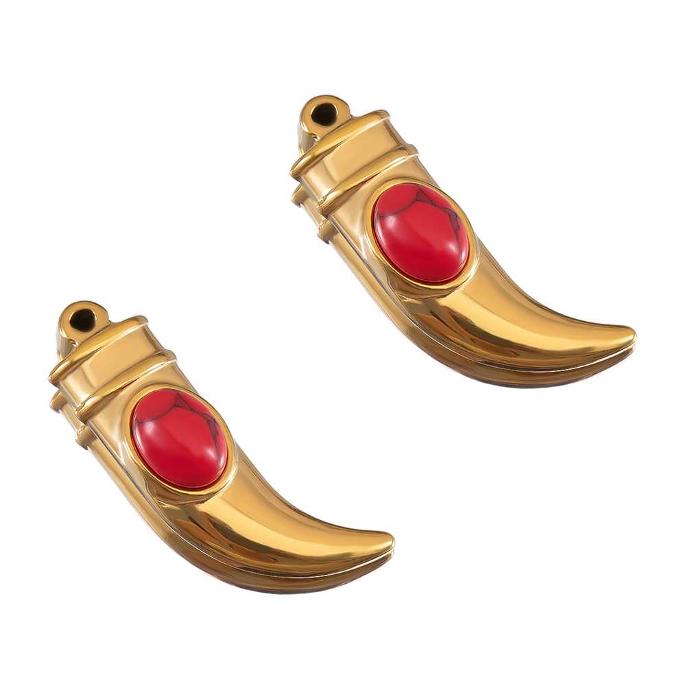 2pcs Stainless Steel Irregular Red Necklace Charms Gold Plated Imitation Pearl Earrings Component DIY Necklaces Jewelry Findings