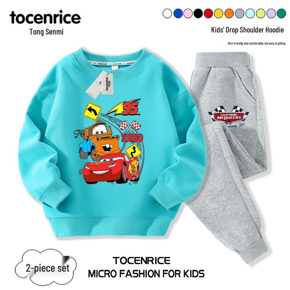 2024 Lightning McQueen Boys' Fall Hoodie Set – Cool & Stylish Children's Clothing for Spring & Autumn