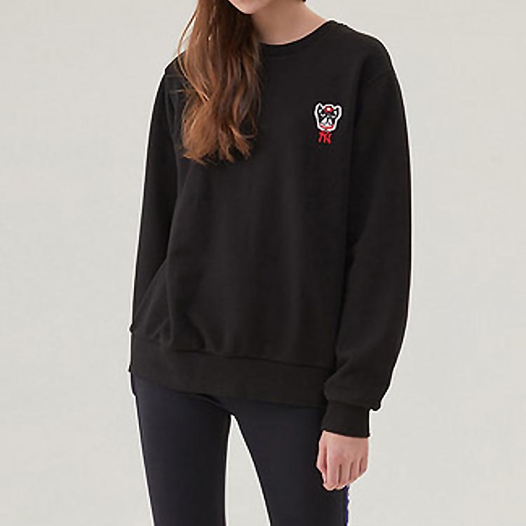 MLB Cartoon Series Loose Fit Dog Embroidery Sports Casual Sweatshirt Unisex sweatshirt Black 31MTC1941-50L