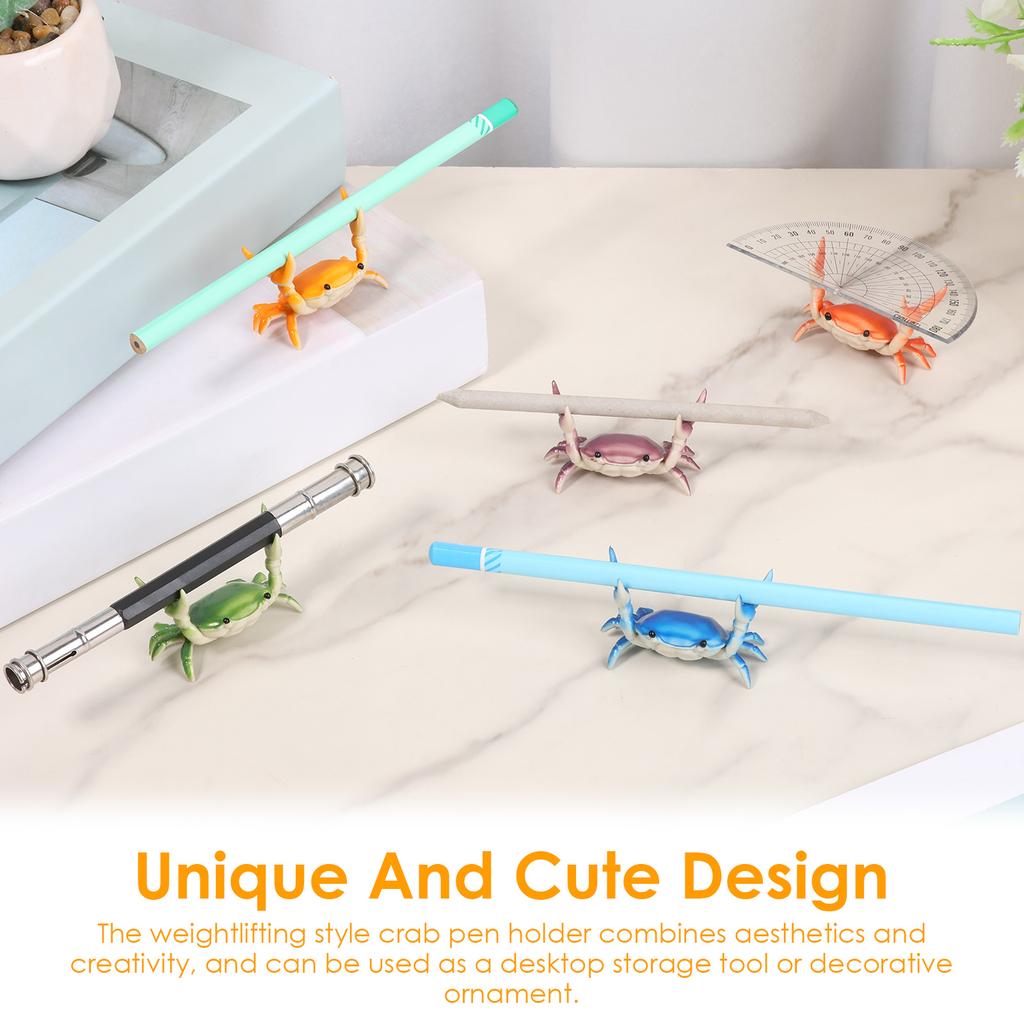 5 Pcs Desk Crab Pen Holder Weightlifting Crab Pen Holders Creative Cute Pencil Lipstick Display Storage Rack for Students Office
