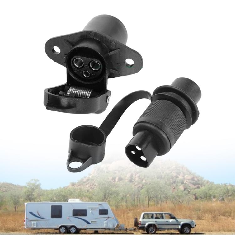 Easy To Install 3 Core Trailer Plug Connector With Sturdy ABS Construction For Caravans Motorhome Wiring Long Lasting Use