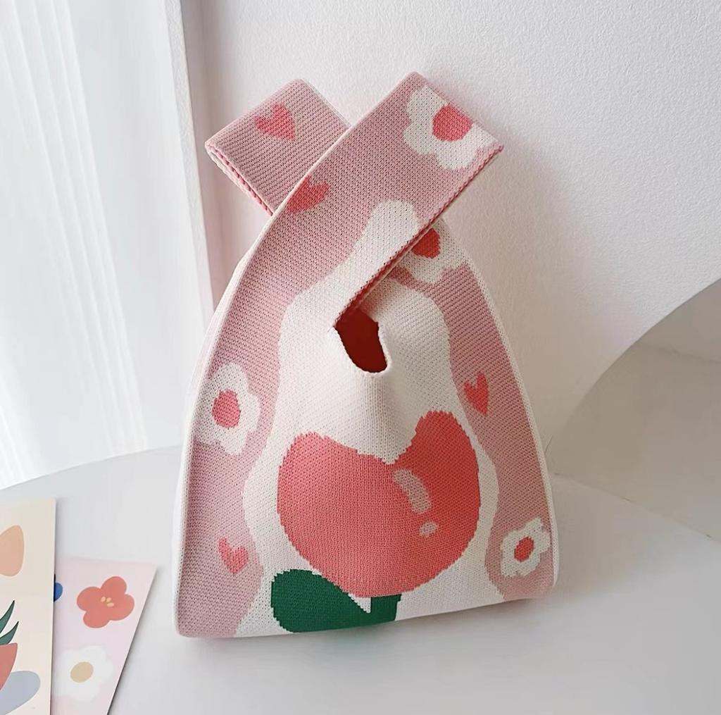 Holiday gift bag knitted bag Muse festival cute flowers to send staff handbag Korean version style gift knitted bag