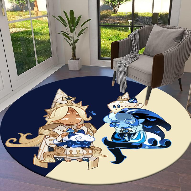 Cookie Run Kingdom Round Area Rug,Carpet Rug for Living Room Bedroom Sofa Playroom Decor,Non-slip Floor Mat19