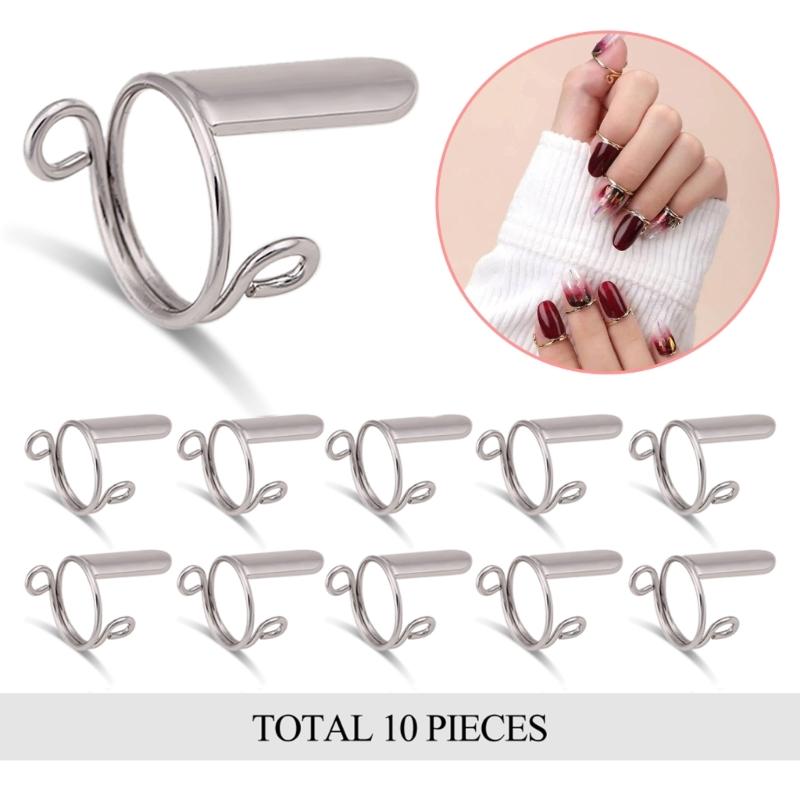 Adjustable Fingernail Rings Set Detachable Reusable Nail Rings Set Metal Nail Rings for Acrylic Nail & Press On Nail