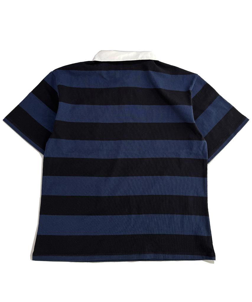 SK8ER ROCK 88 Stripe Rugby Shirt ((D/Blue*Black))