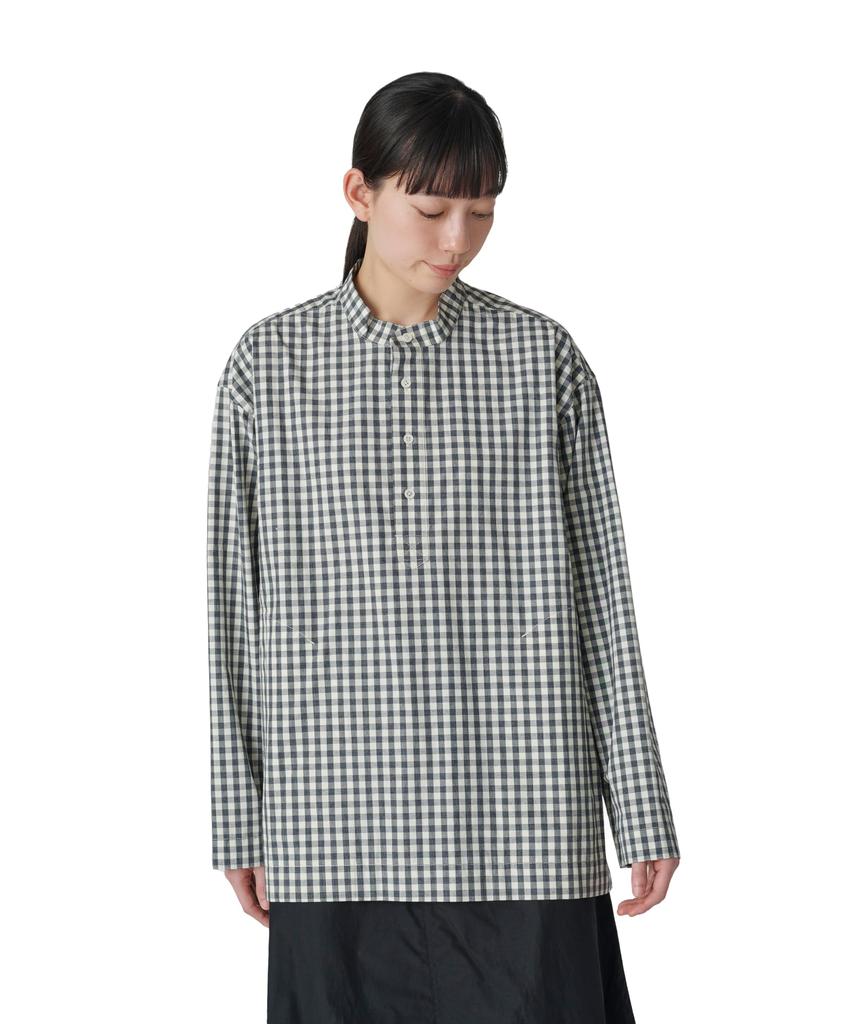 Snow Peak Gingham Check Pullover Long Sleeve and L SH-25SU104 Top, Shirt, Men's Women's, Gray, CH,