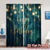 2pcs   2D FLAT PRINTING Curtains (Without Rod) Birthday Vibes Popular Creative Curtains Polyester Curtains Thermal Insulation