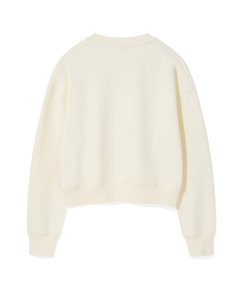 WACKY WILLY Women'S Typographic Crop Sweatshirt Cream