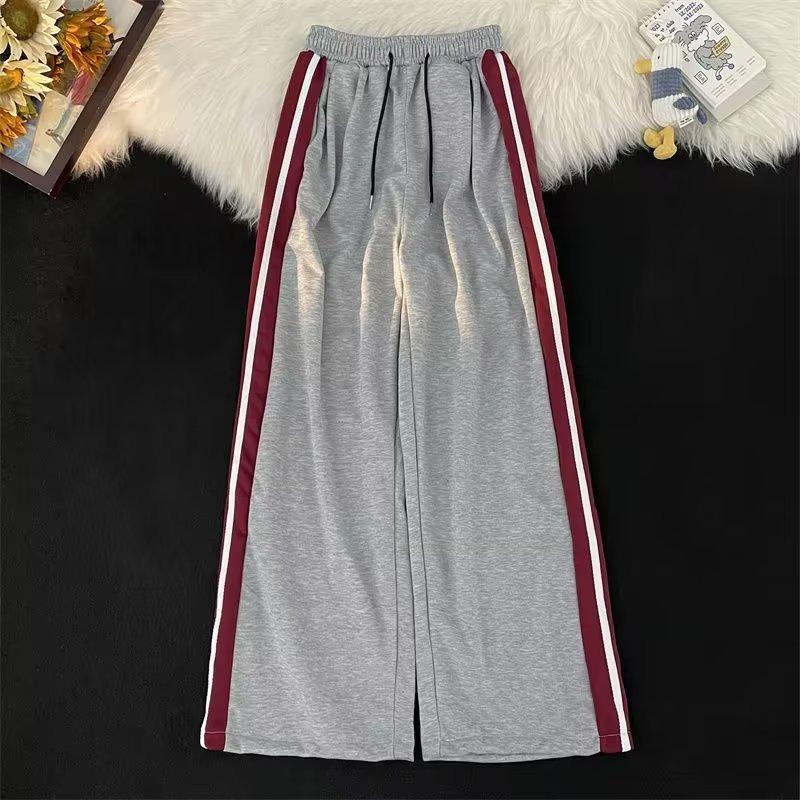 

Повседневные брюки мужские и женские весна-осень американский повседневный свободный и универсальный драпировка прямые широкие спортивные брюки S серый