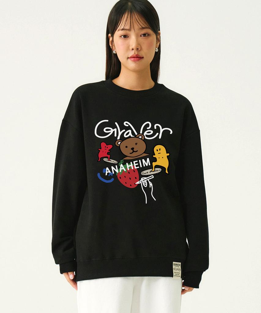 GRAVER [Unisex] Graphic Sketch Sweatshirt_Black
