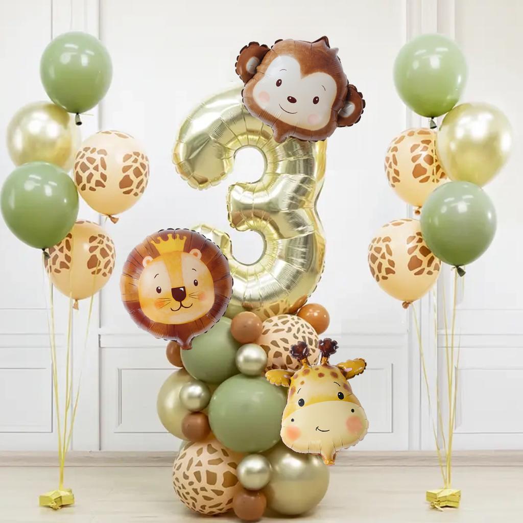 Jungle Animal Head Foil Balloons Wild One Birthday Party Decorations Kids Favors Safari Animals Balloons Baby Shower Supplies