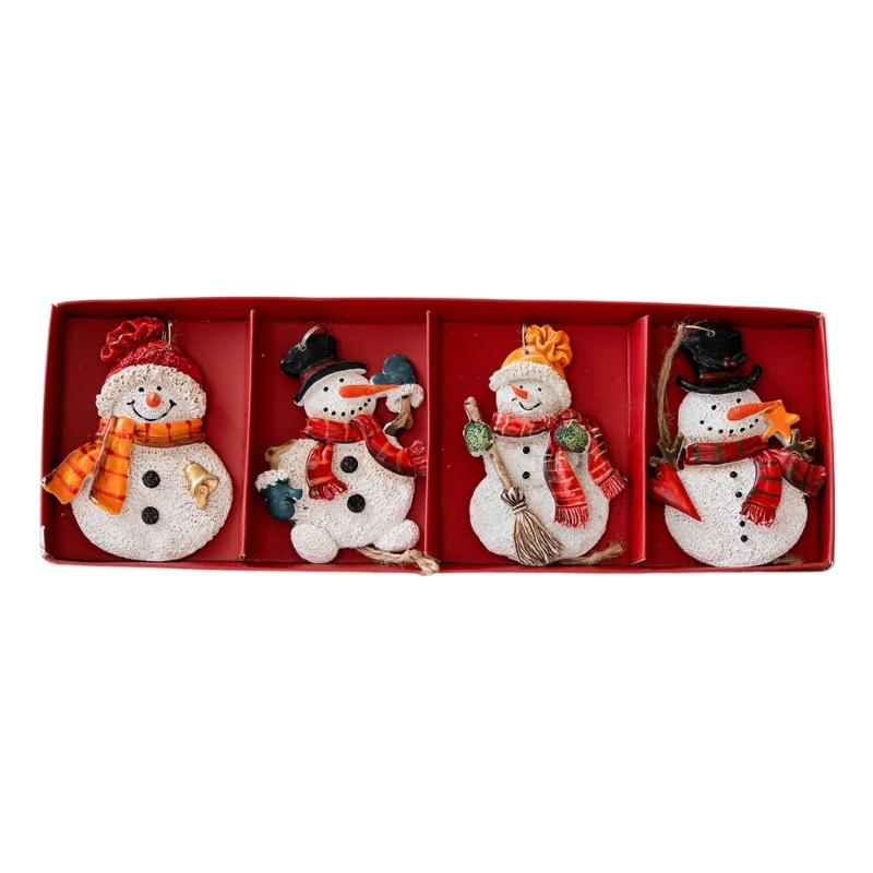 Miniature Resin Santa/Snowman Figures for Dollhouse Decorations Waterproof Holiday Ornaments with Realistic Color