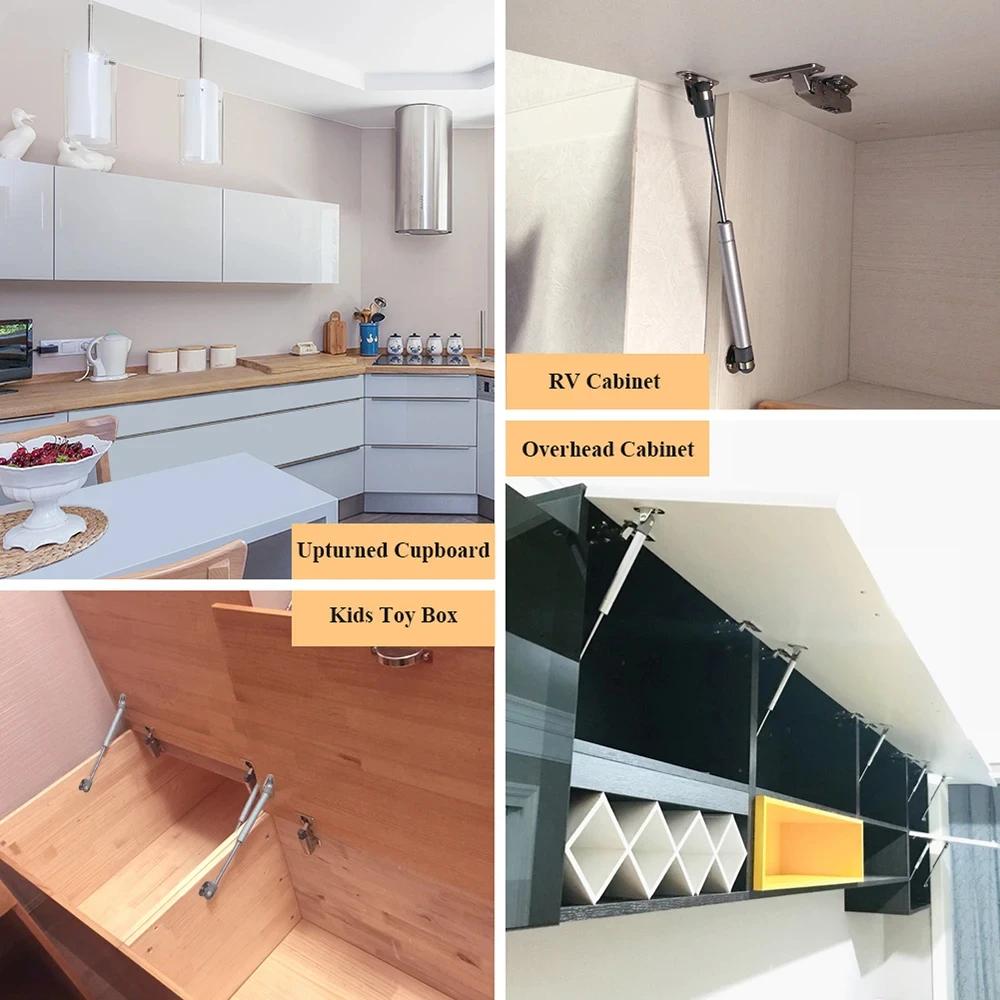 4PCS Cabinet Door Gas Spring Hinges 6-15KG Kitchen Cupboard Hydraulic Hinge Strut Lid Support Box Furniture Hardware