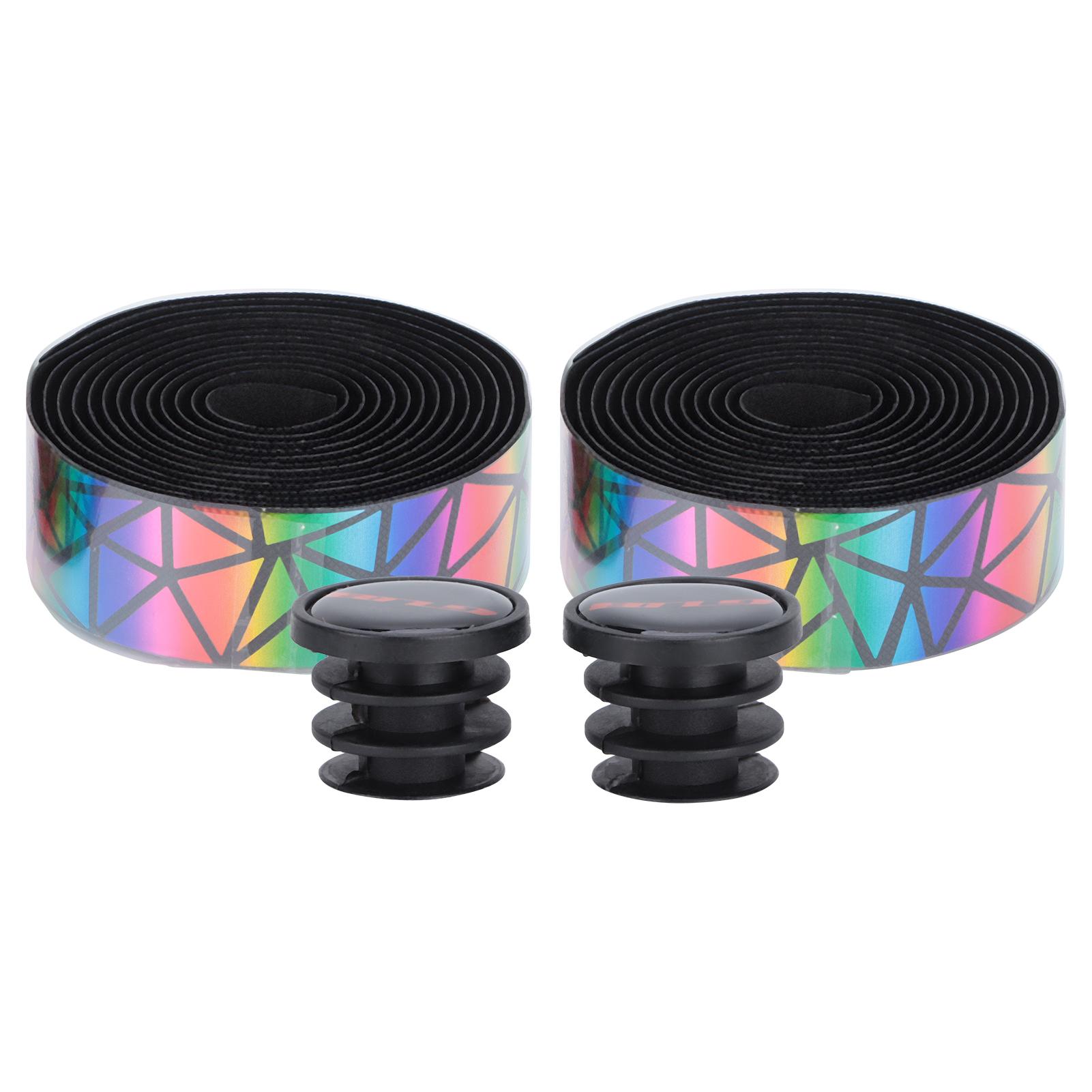GUB 1626 Road Bike Handlebar Tape Antislip Shock Absorption Gradient Colorful Strap Plug Golden gradient with colors