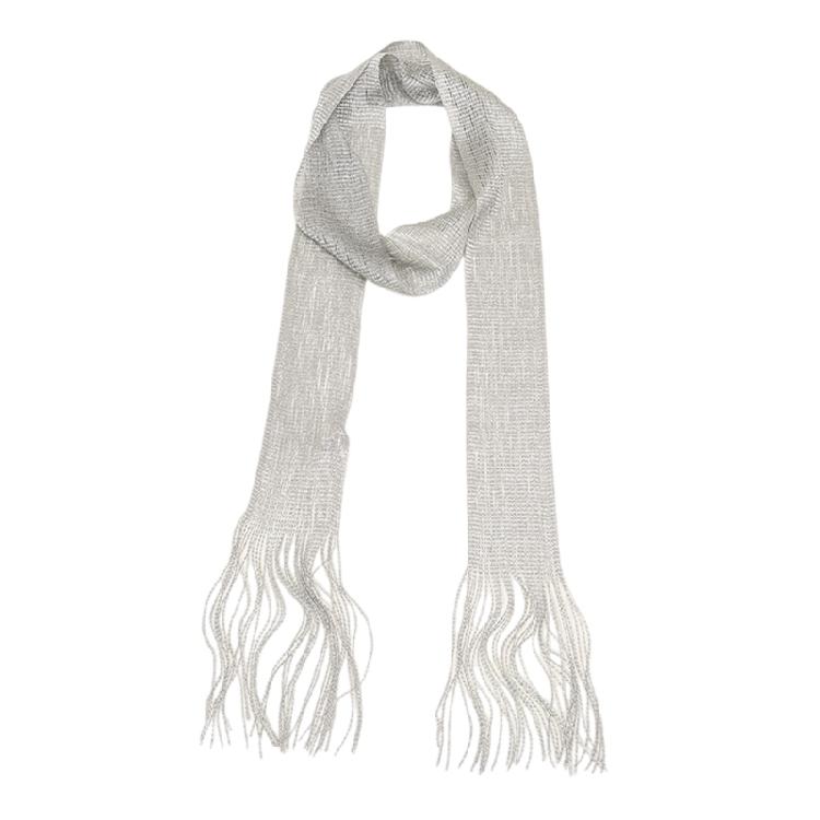 

All Matching Scarf for Women with Tassels Hand Tied Neck Scarf French Styles Long Scarf Neckwear for Formal Occasion срібний