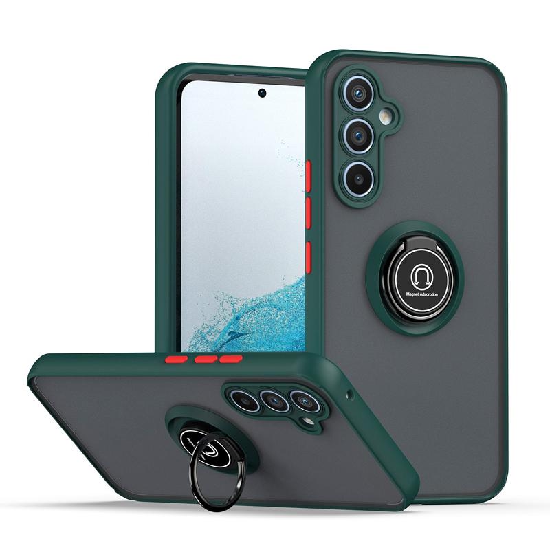 Funda A55 5G Stand Matte Phone Case For Samsung Galaxy A55 A54 A14 A35 A25 A15 Magnetic Ring Folding Bracket Frosted Back Cover