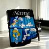 Custom Name Personalized Blue Smurfs Print Blanket, Home Decor, Bedroom, Sofa, Camping, Couch, Gifts for Birthday Christmas