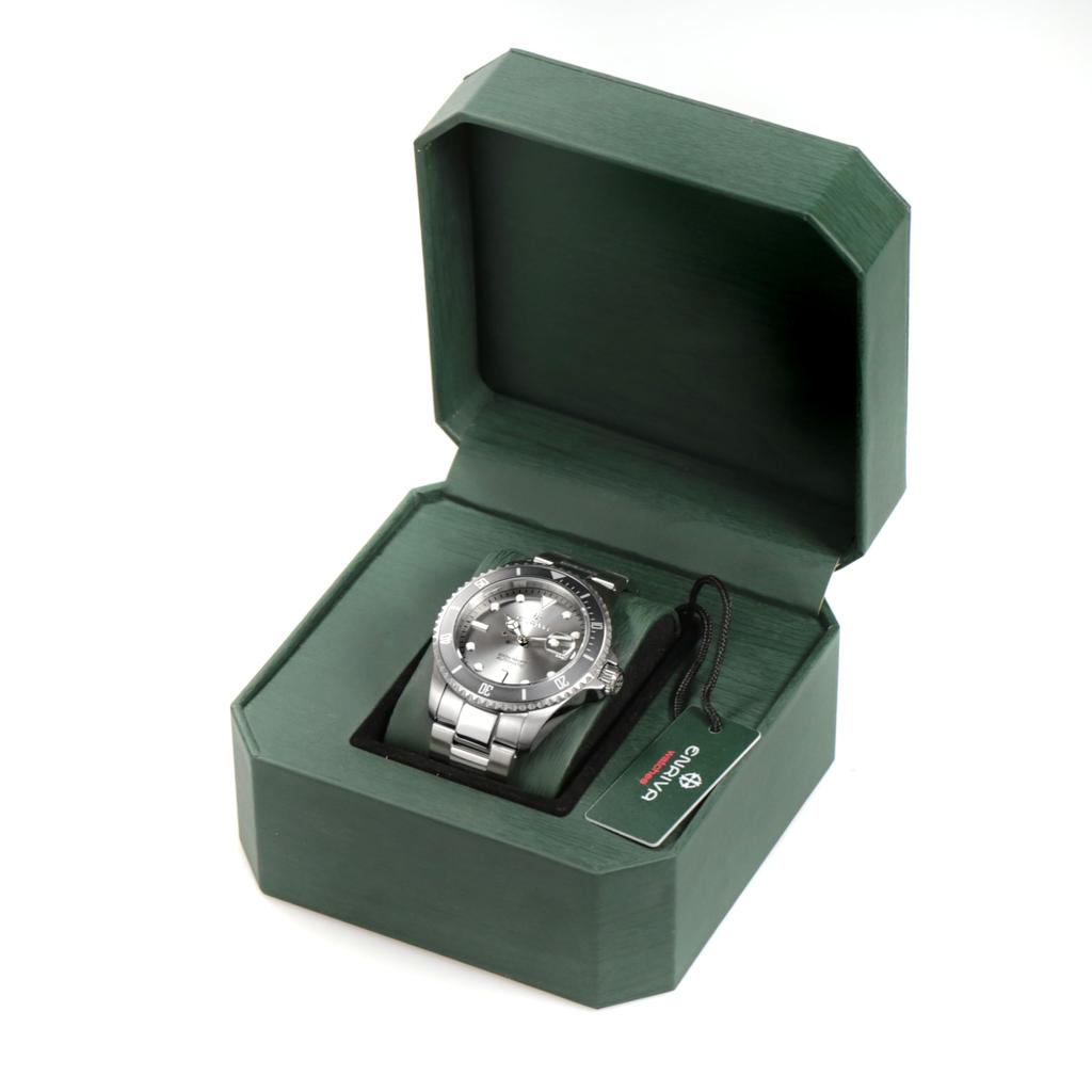 ENRIVA 200m Waterproof Diver Automatic Watch Stainless Steel Band Professional Japanese Automatic Watch for Men with 3 Hand Date Calendar Rotating