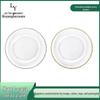 Gold-Edged Glass Beaded Salad Plate for Weddings and Banquets