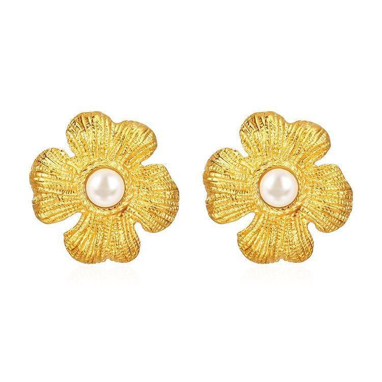 Direct supply geometric stainless steel earrings, women's trend high-end retro earrings, versatile plated 18K earrings