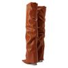 Fashion Brand Pleated Laziness Style Black Brown Over Knee Women's Boots High Heel Fashion Show Long Boots Size 35-43 Sexy Woman Shoes