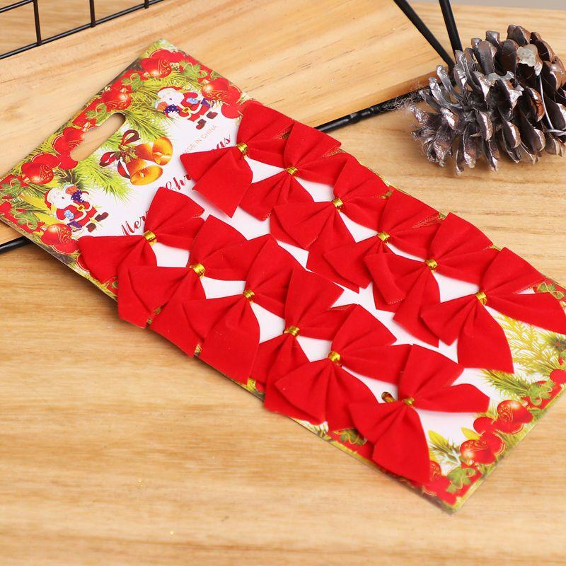 12/480x Christmas Bow Christmas Decorations for Home Gold Red Bowknot Xmas Tree Ornaments New Year 2024 Navidad Decor Supplies