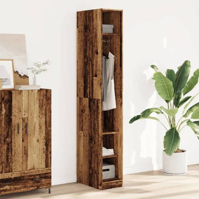 VidaXL Garde-robe vieux bois 30x50x200 cm bois d'ingénierie, armoire de rangement, organisateur de garde-robe, armoire, 3307691