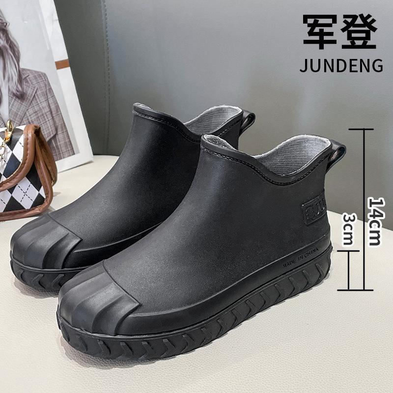 Four Seasons Rain Shoes Women's Fashion Outer Wear Short Tube Adult Women's Cute Waterproof Shoes Non-slip Women's Cotton Warm
