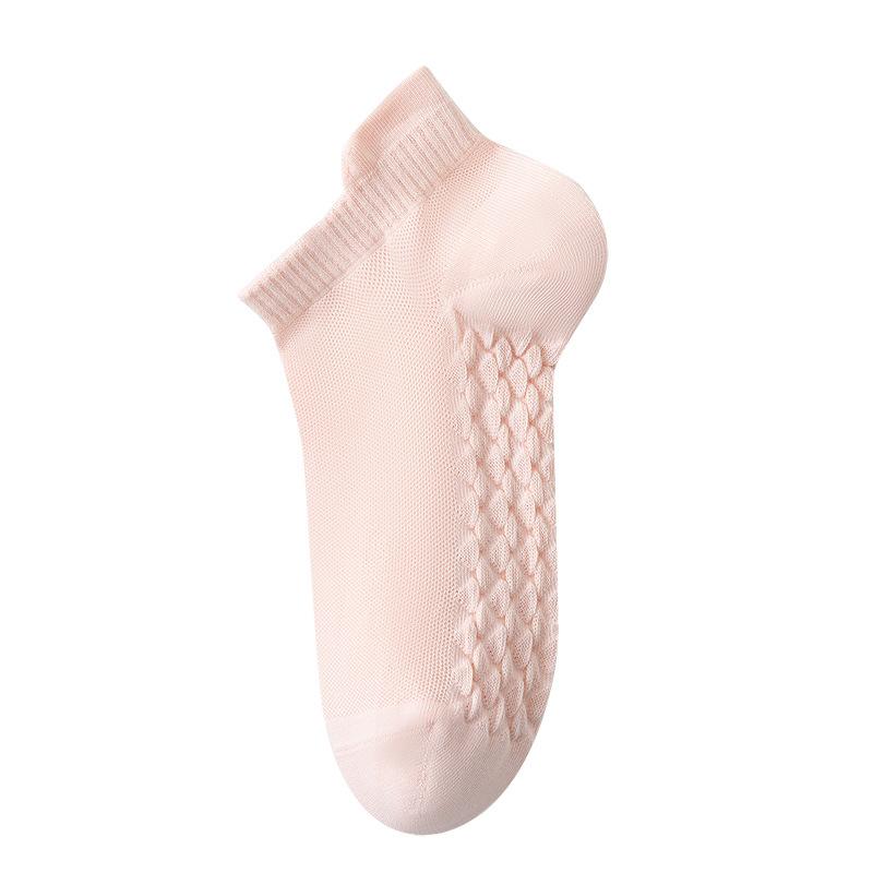 Women's Summer Thin, Short, Sweat-absorbing, Breathable, Mesh Massage Cotton Socks, Simple, Low-top, Boneless Socks
