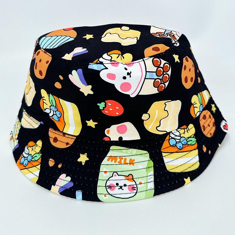Kids' Cartoon Print Sun Protection Bucket Hat, Double-Sided for Boys & Girls, Trendy Outdoor Headwear