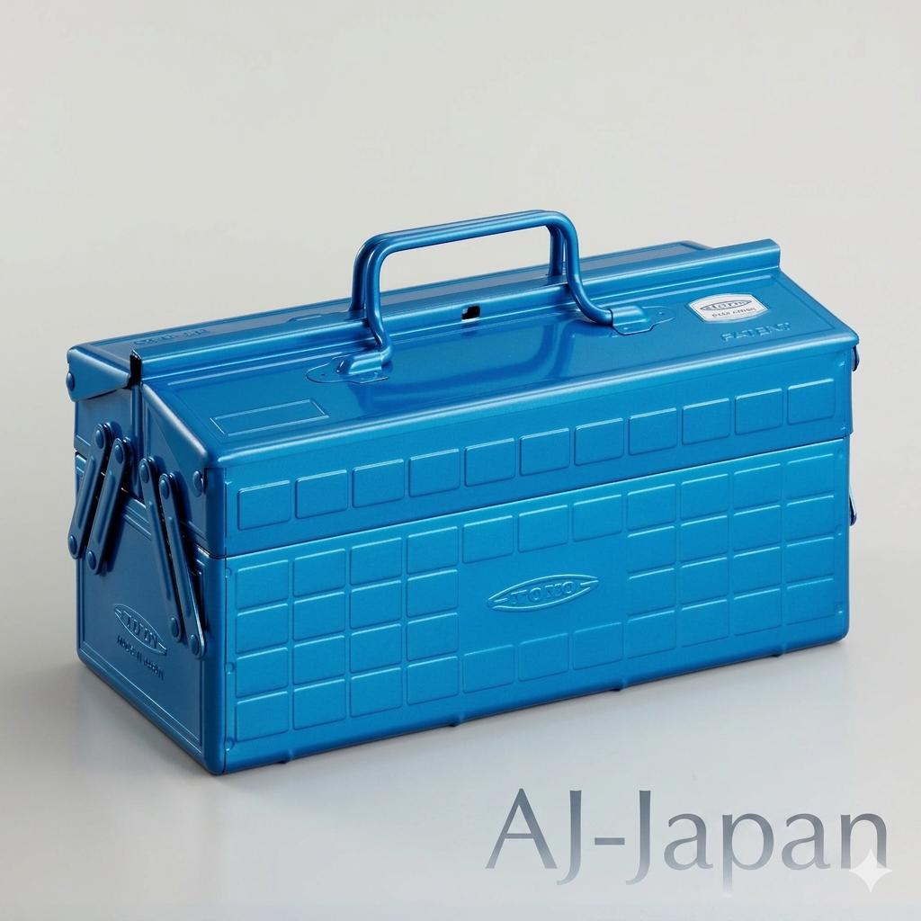 

Blue TOYO STEEL Tool Box ST-350B 2-Tier Openable Door Storage Case