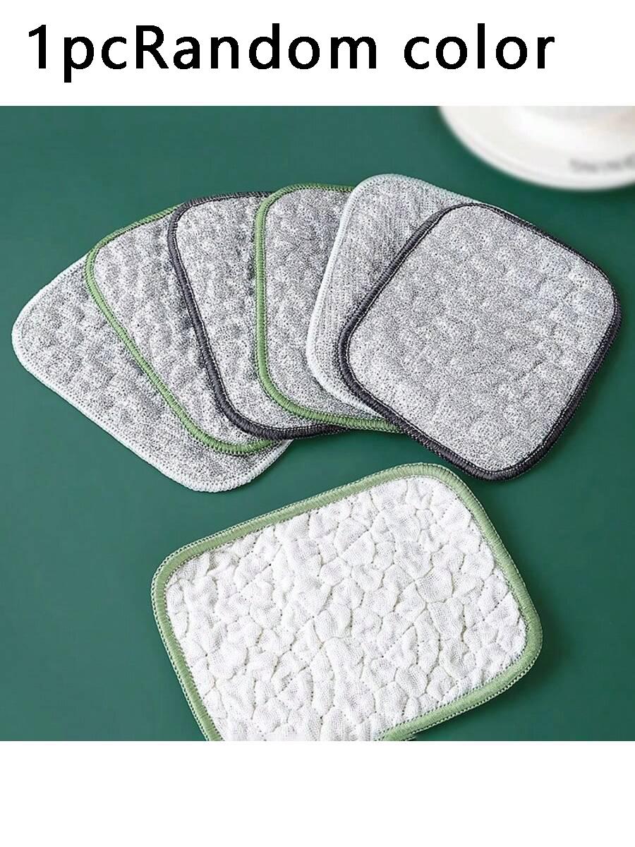 

12pcs Random Color Double-Sided Silver Steel Wire Sponge Dishcloth, Suitable For Wet And Dry Use, Easy To Rinse, Reusable