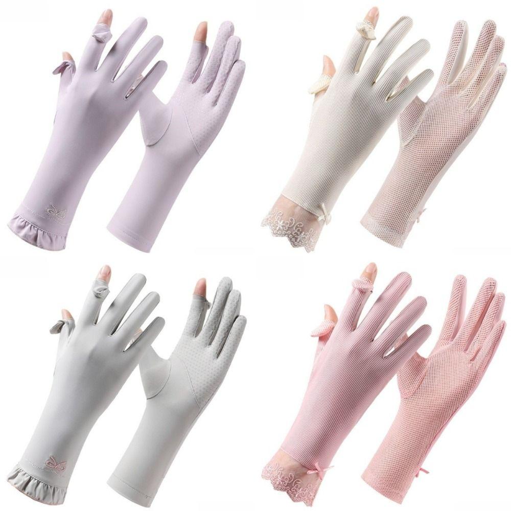 Lace Sun Protection Gloves UV Protection Ice Silk Gloves Lightweight Sunscreen Gloves for Summer