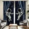 2Pcs Astronaut Space Print Curtains, Polyester Rod Pocket Digital Print Curtains, Multi-Size Options for Bedroom Living Room Home