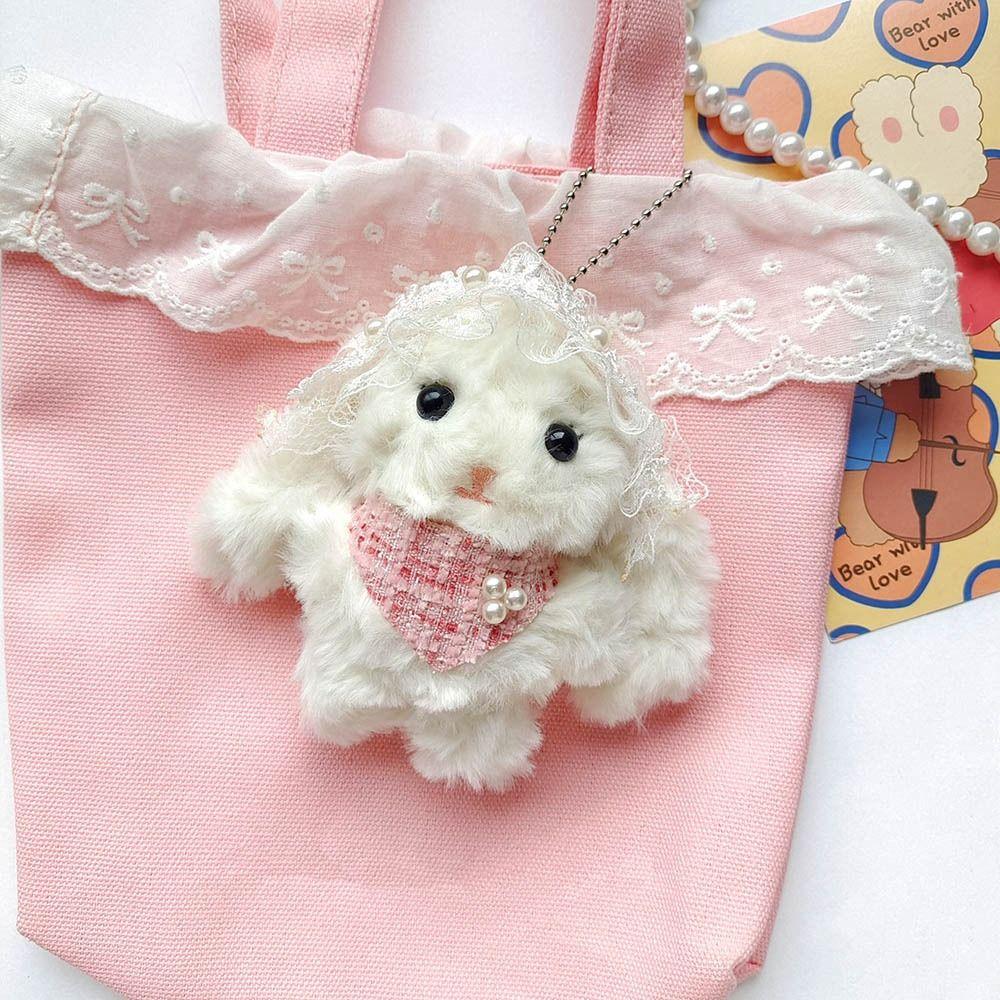 Bowknot Plush Doll Key Chain Cartoon Rabbit Plush Key Ring Cute Key Holder