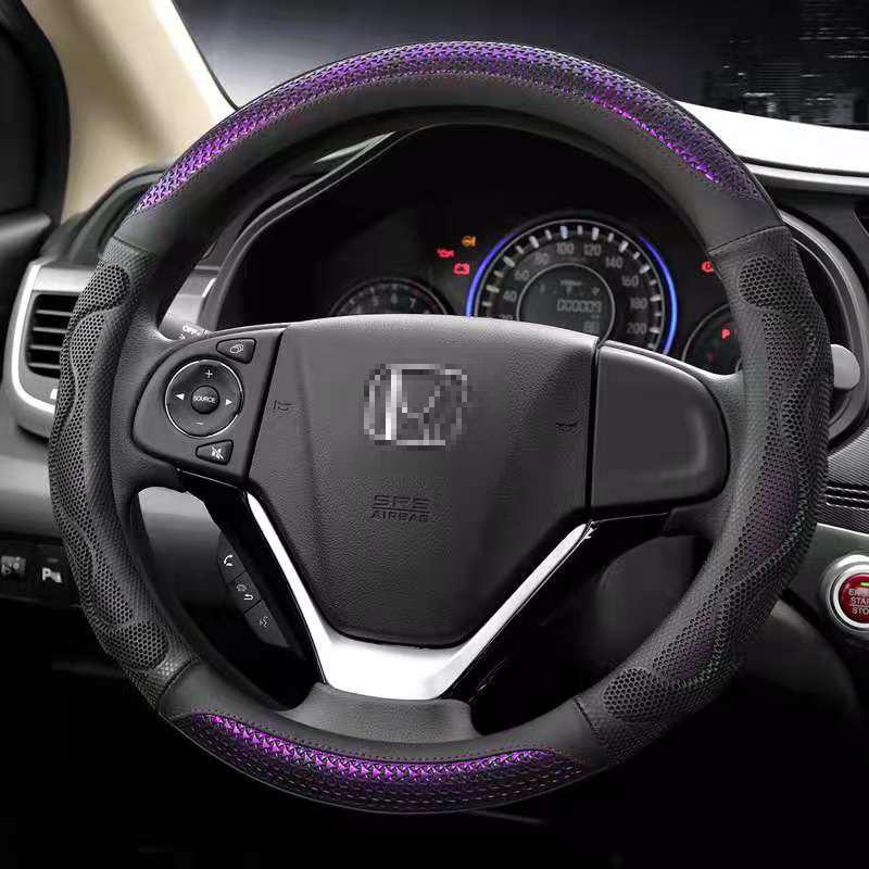 Carbon Fiber Leather 38CM Steering Wheel Covers for Honda Accord City Fit Brio CRV HRV XRV Mobilio Odyssey Accessories
