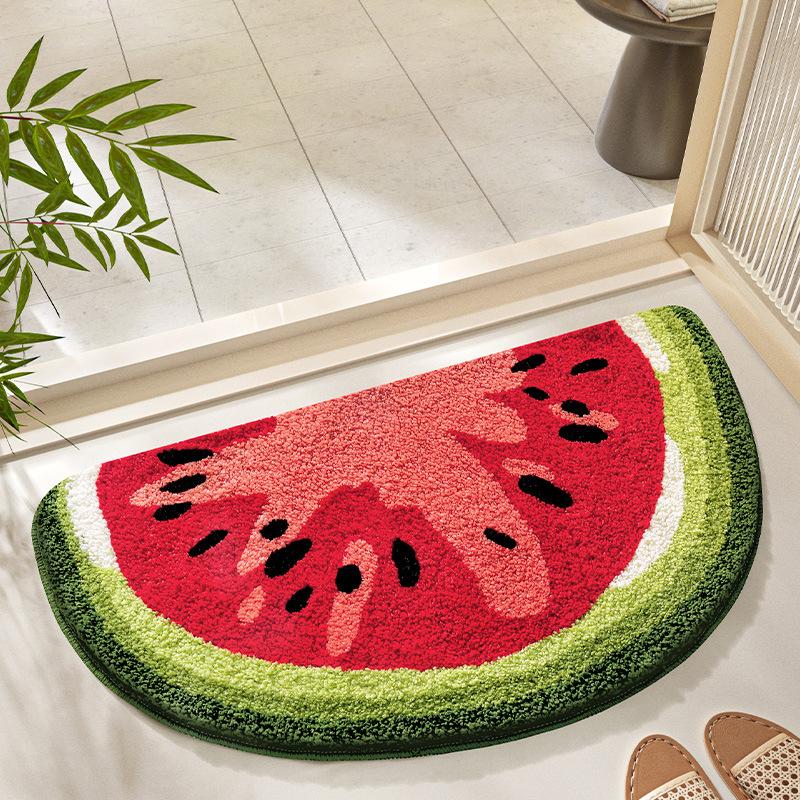 2026 Simple Fruit Bathroom Floor Mat Toilet Semicircular Absorbent Carpet Toilet Non-slip Mat Door Mat