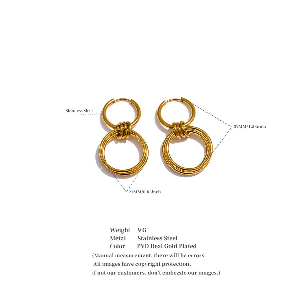 Eetit Distinctive Stainless Steel Double Round Drop Daily Earrings for All Occasions Tarnish Resistant Versatile Trendy Jewelry