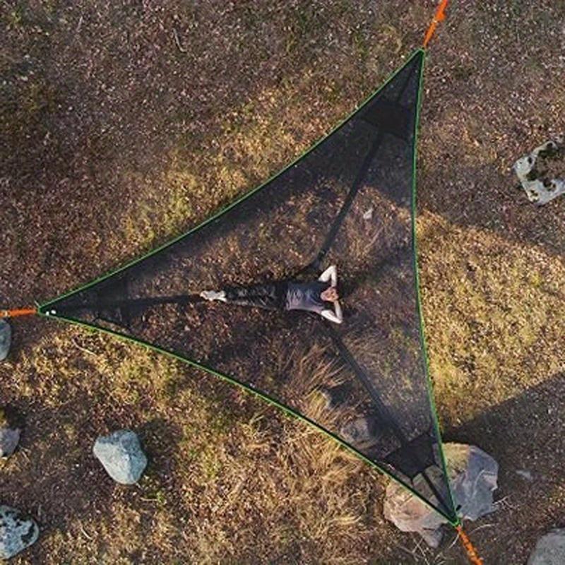 Houpací síť Triangle, kempingová houpací síť Triangle s přenosnou houpací sítí, pro cestování na dvorku, venkovní kempování na zahradě