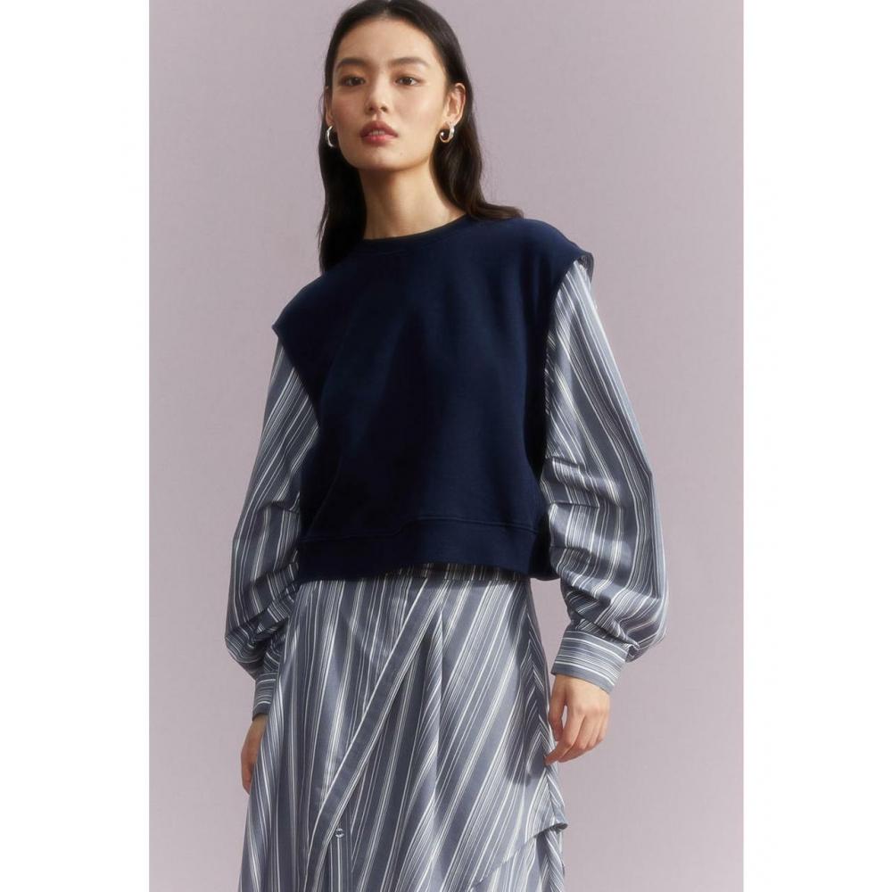 

Топ HM с пышными рукавами темно-синий в полоску 1211492001