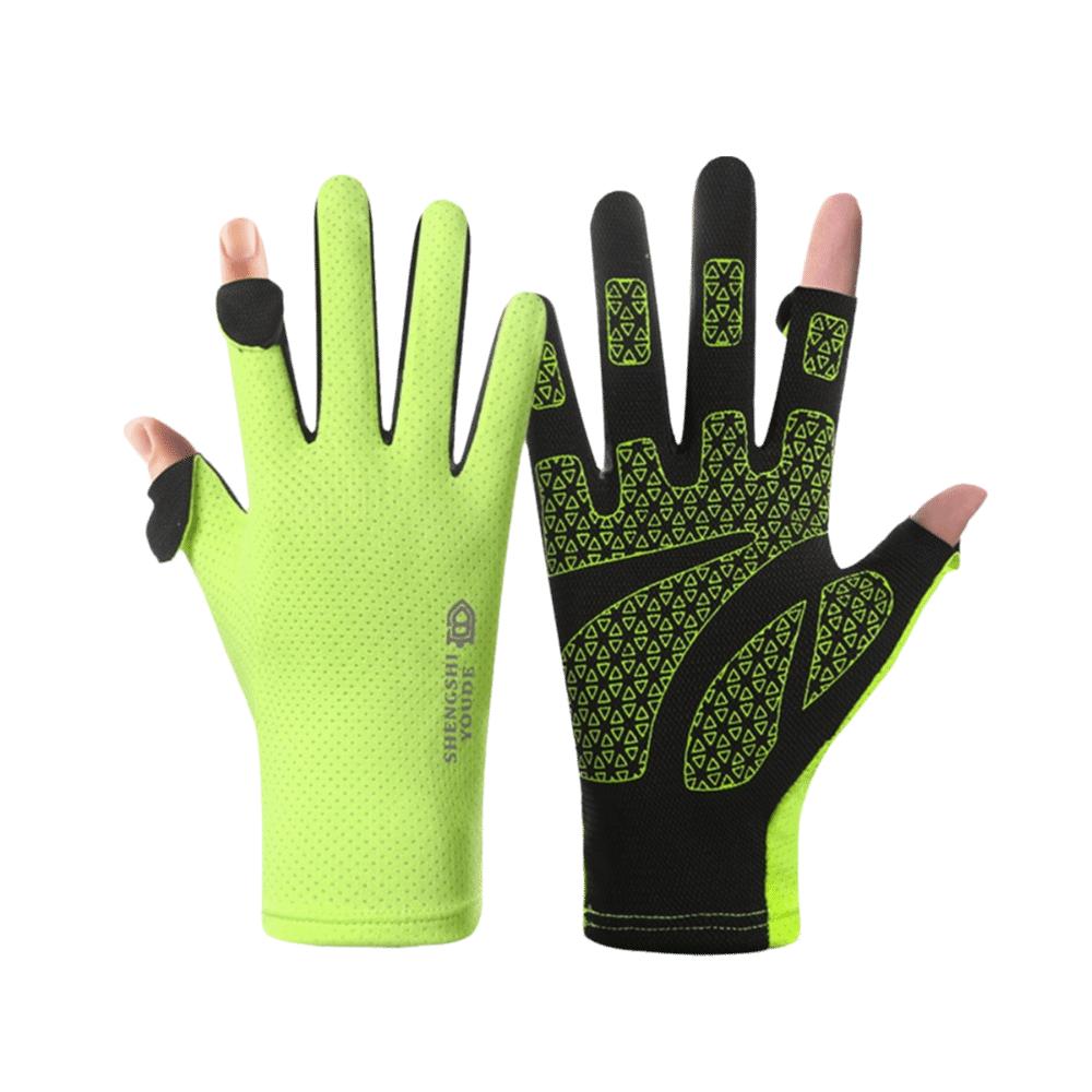 

Slip Resistant Sunscreen Cycling Gloves Large Size Breathable Mesh Sun Protection Gloves Running Women s Style зелёный