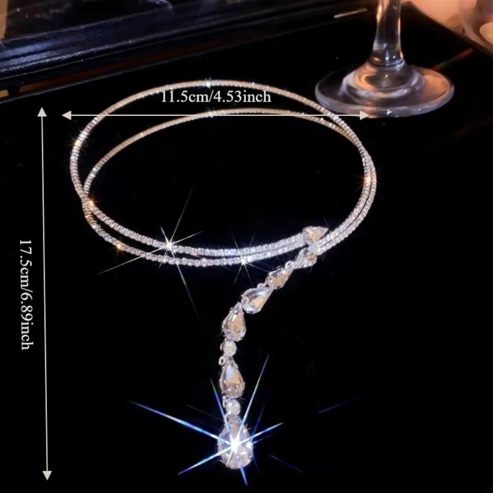 Sparkling Zircon Rhinestone Choker Water Drop Women Neck Jewelry Elegant Crystal Necklace Gifts