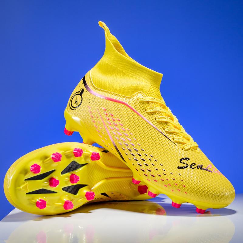 X2308 Messi Weltmeisterschaft High-Top Fußballschuhe für Jungen und Kinder Training mit gebrochenen Nägeln Lange Nägel Wettkampf Sportschuhe