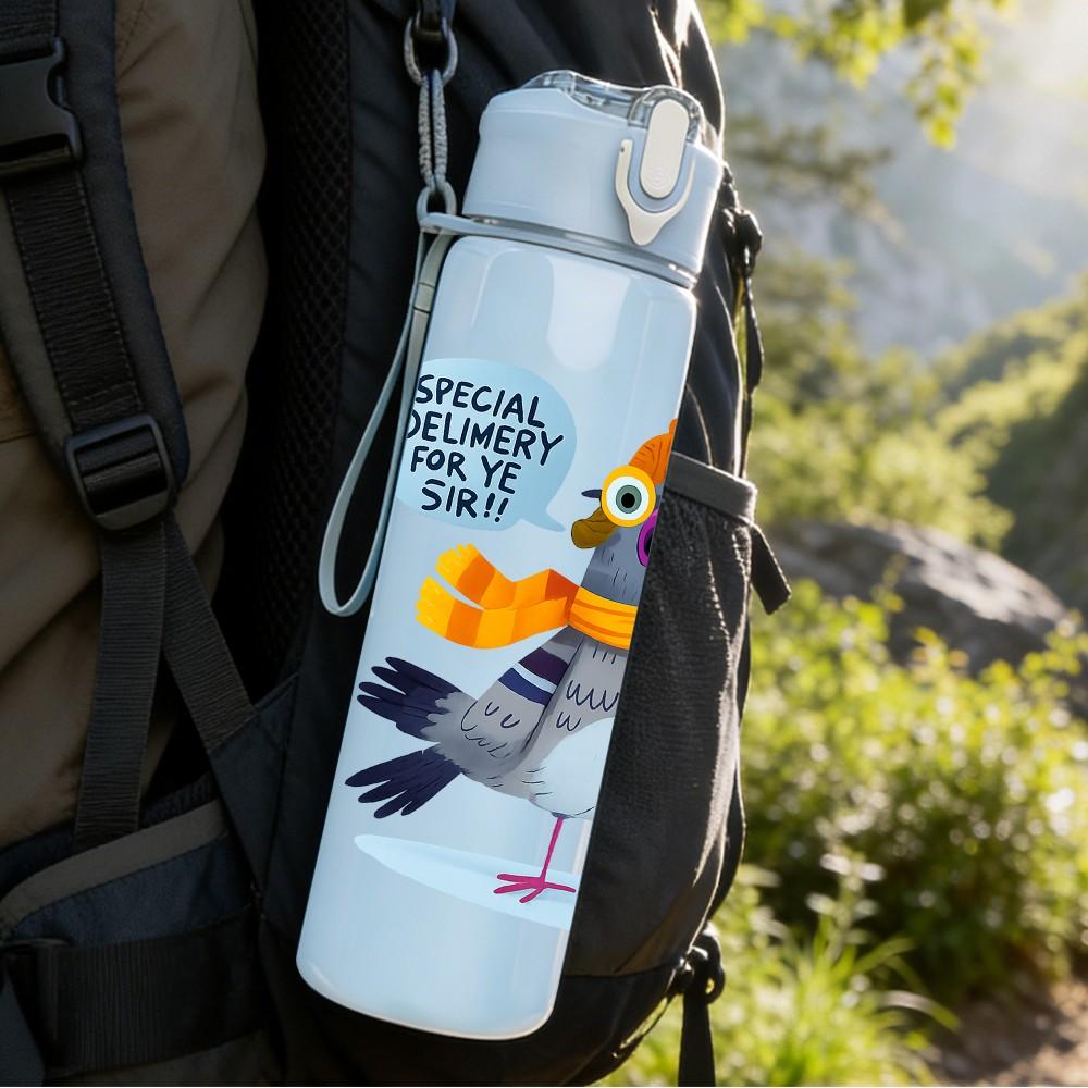 1PC Colorful Pigeon Character 750ml Color Plastic Sports Water Bottle Leakproof Flip Straw Lid Suitable for Sports Office Home Use
