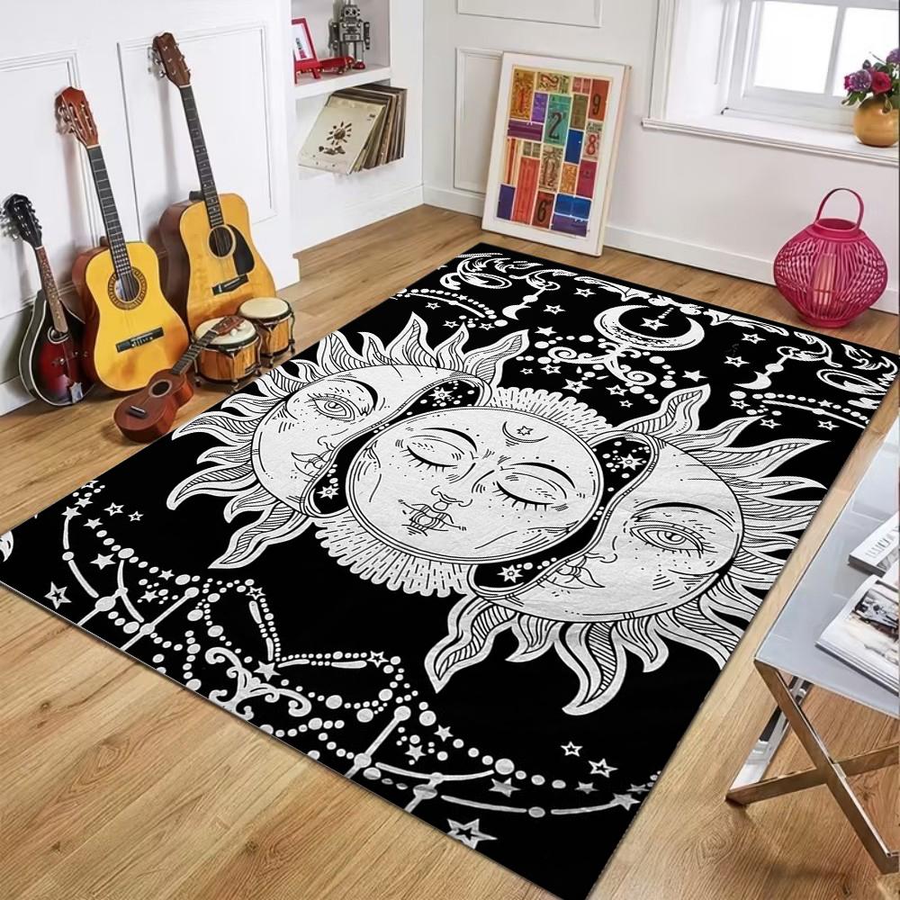 Astrological Sun Moon Pattern Area Rug Non-Slip Soft Durable Washable Floor Mat Decor Carpet for Living Room Bedroom Home Decor