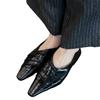 Schafsleder-Version~ Neues Design gerafftes Leder kleiner eckiger Kopf einzelne Schuhe zum Hineinschlüpfen Pendelkleidung flachsohlige kleine Lederschuhe