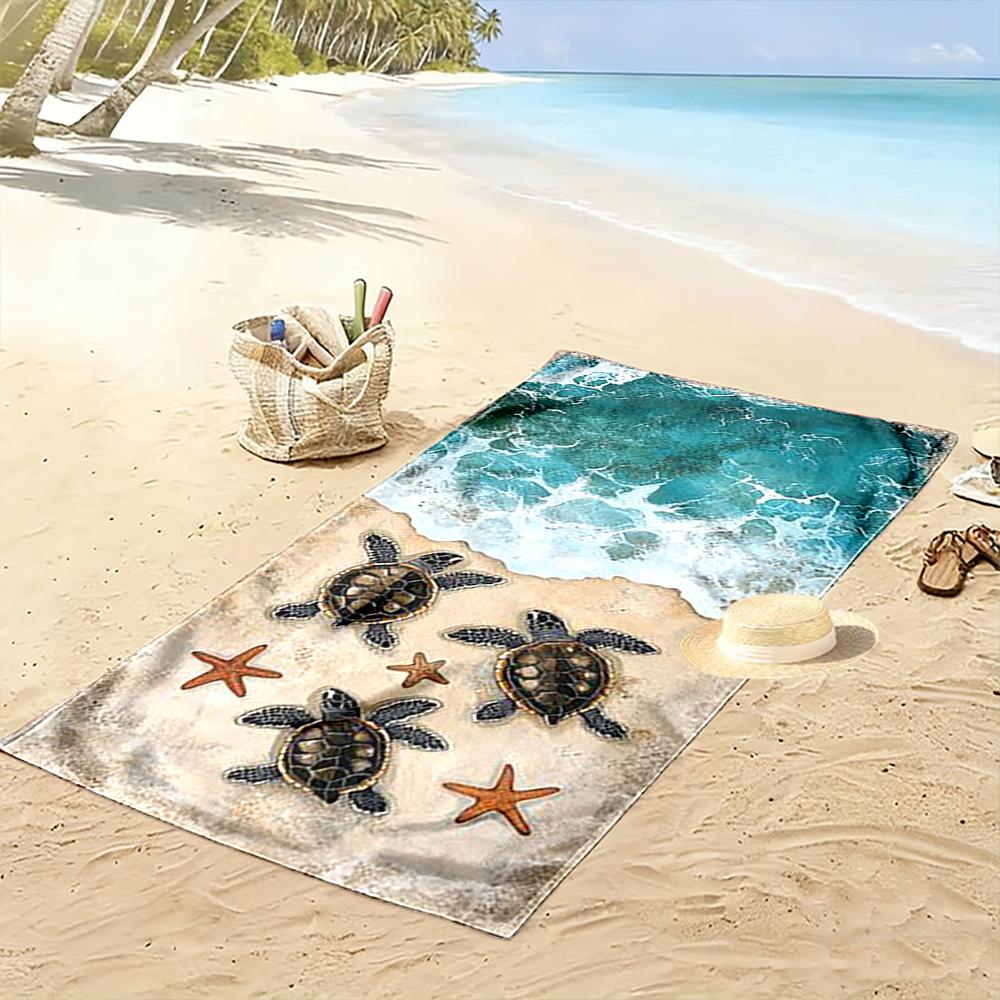 Sea Turtles and Starfish Beach Design Beach towel quick-drying for travel outdoor sports jogging beach and swimming