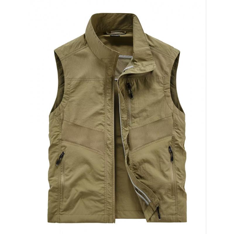

Жилет для весны и осени, мужской и молодежный, многофункциональный, большой размер, свободный, с воротником-стойкой M