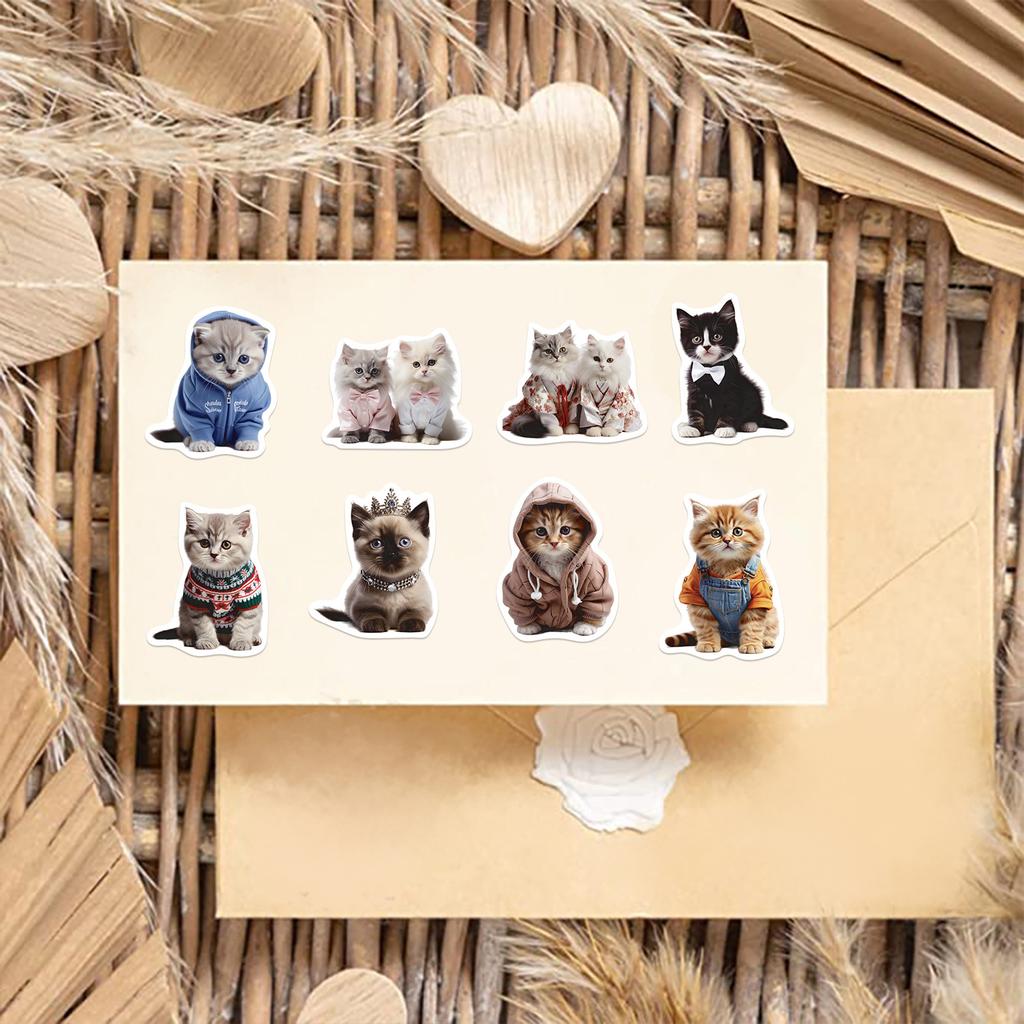 50 Cartoon Cute Cat Crow Stickers Guitar Notebook Suitcase DIY Waterproof Stickers