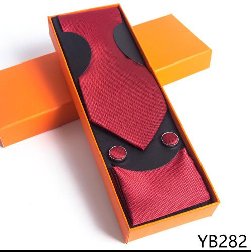 Herrenkrawatte mit quadratischer Manschette, Geschenkbox-Set, Business-Casual-Krawatte, Orange, Geschenkbox